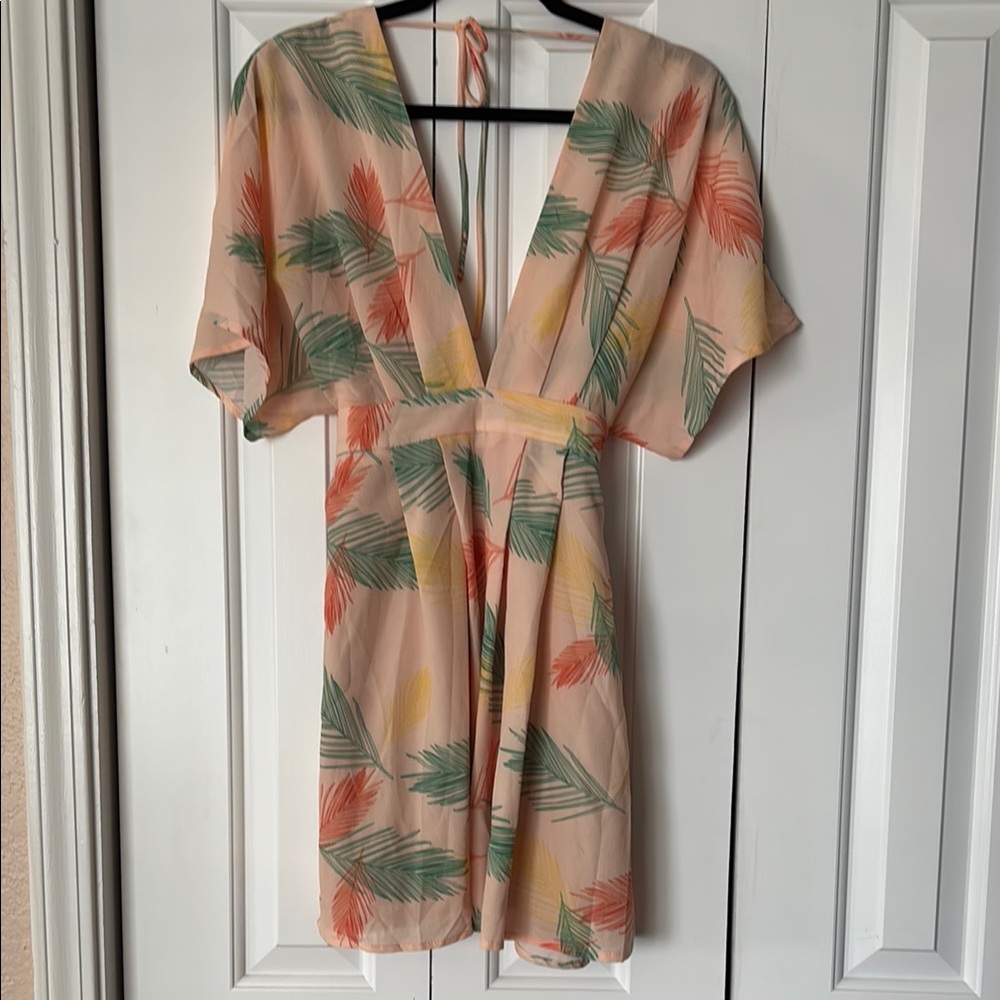 Tropical Print V-Neck Dress